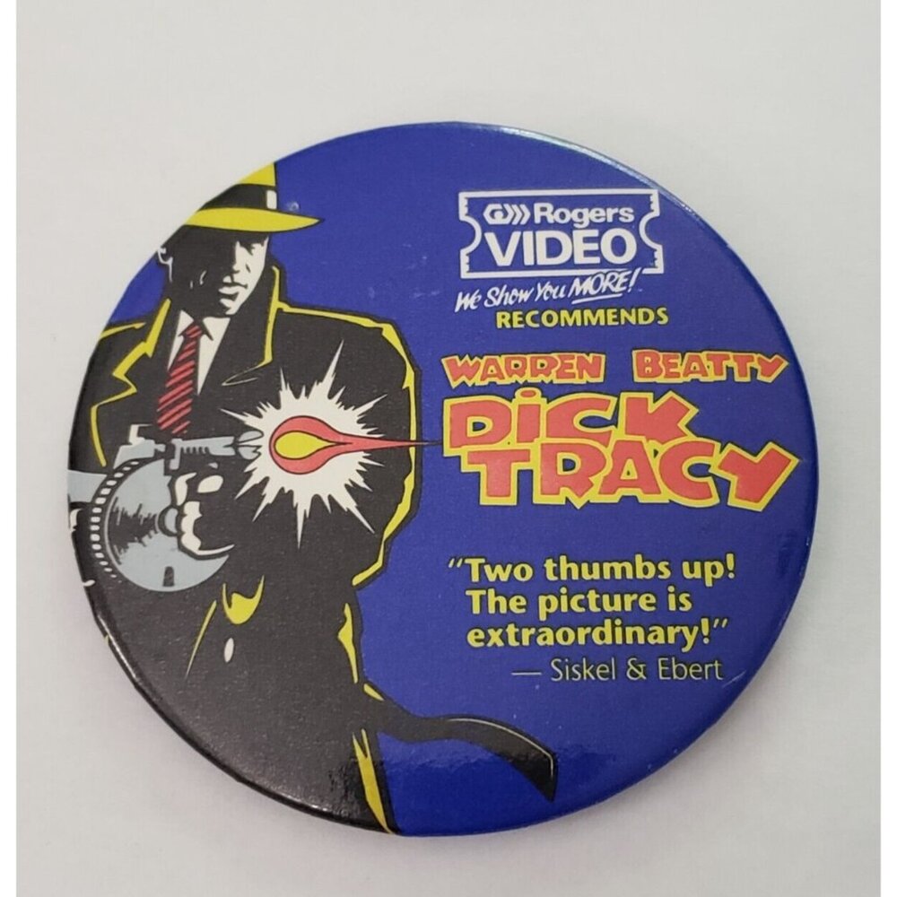 Rogers Home Video Recommends Movie Dick Tracy 3in Pinback Pin Button